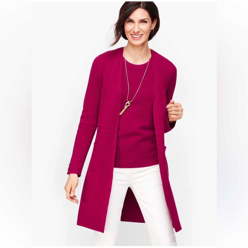 TALBOTS COTTON MODAL OPEN FRONT SWEATER